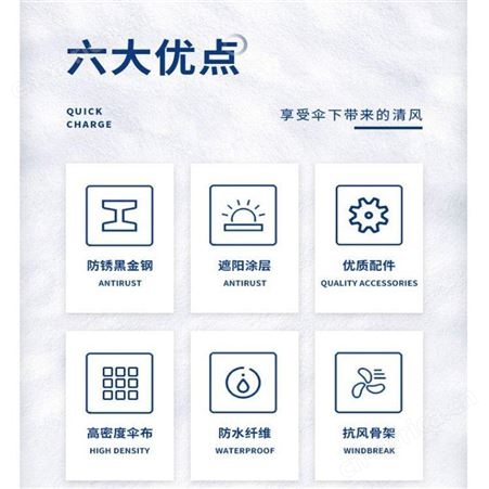 圆形太阳摆摊庭院雨伞折叠户外伞 2.4蓝+不含底座